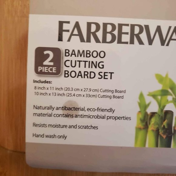 NEW set of 2 bamboo cutting boards board kitchen cooking supplies Farberware - Picture 7 of 8